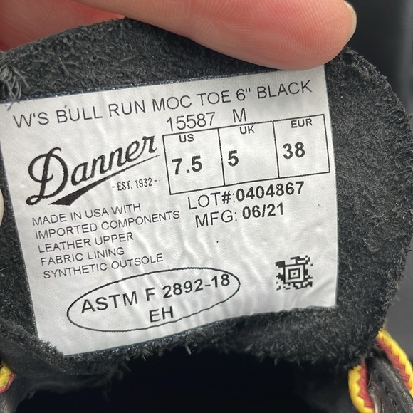 DANNER Bull Run Moc Toe 6" Black Steel Toe size 7.5 shoes boots lace up - Picture 5 of 6